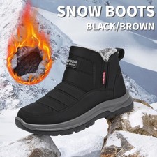 Men's Snow Boots Fur Lining Warm Ankle Shoes Winter Outdoor Insulated Waterproof