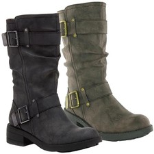 Womens Rocket Dog Trumble Zip Up Mid Calf Biker Buckle Boots Sizes 4 to 8