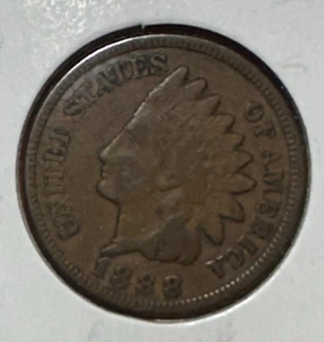 1888 US Indian Head Cent! "LIBERTY" Shows! FINE! Old US Coin!