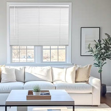 White Cordless 1 In. Vinyl Mini Blind - 70 In. W X 48 In. L Free Shipping NEW