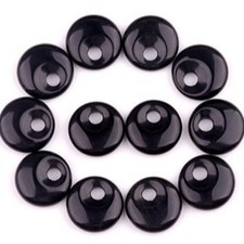 20pcs Natural Obsidian Stone Large Hole Circle 20mm Beads Pendants DIY Jewelry