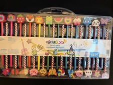 NEW  CREATOLOGY 48pc colored pencil and pencils fun eraser toppers Party Pack