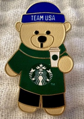 Starbucks Team USA Bear Pin Green 2022 Coffee & Tea Collectible Original