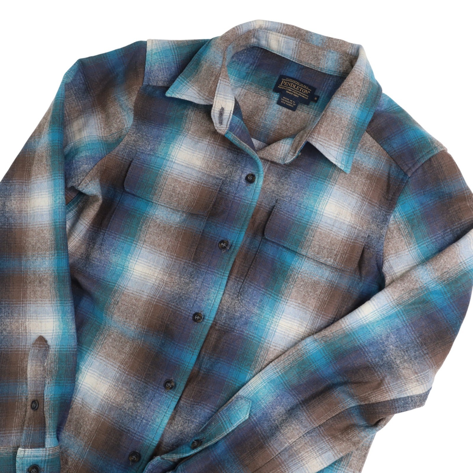 Pendleton Shadow Plaid Wool Flannel Button Up Shi… - image 2