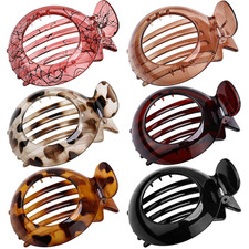 6 Pcs Flat Hair Clips for Women, 3.7in Large Flat Claw Clips Non-slip Round Hair