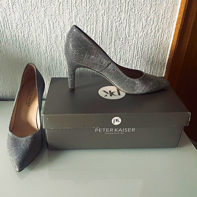 PETER KAISER EBBY Damen Pumps Silber Glitzer Stiletto spitz Slip-On EU 39