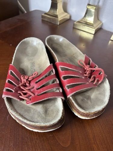 Birkenstock Deutschland Novato Rot Leder Sandalen Schuhe Flats 39