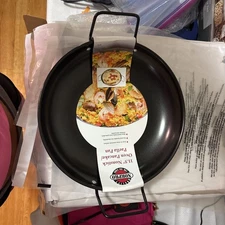 Chef Pomodoro Paella Pan 14 Inch - Premium Cast Iron Paella Pan, Cast Iron Pizza