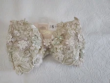 Rare Kirk's Folly Victorian Silvertone Hair Barrette France Lace Sequin Bow