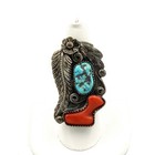 Southwest Sterling Turquoise Red Coral Rope Twist Inlay Rings Lot of 5 #S5639-3 — photo 2