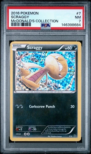 2016 POKEMON MCDONALD'S COLLECTION #7 SCRAGGY PSA 7 POP 3