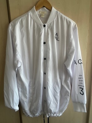 Forever 21 Los Angeles Unisex Large white Button Up Jacket New w/Imperfection