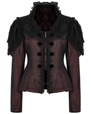 Punk Rave Womens Gothic Lolita Lace Applique Jacket - Red & Black