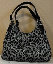 Coach Madison Maggie Hobo Ocelot Black Gray Leopard 17751 Purse Rare *Flaw