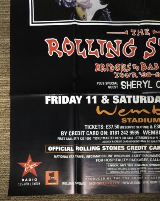 The Rolling Stones Bridges To Babylon Tour '99 Vintage Poster Pin