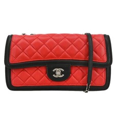 Chanel Red Lambskin Single Flap Shoulder Bag 176292