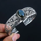 Rainbow Labradorite Gemstone Handmade Silver Cuff Bengle Adjustable For Gifts