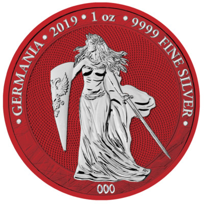 2019, Germania, 5 Mark,1 Oz Silver,Space Red,238/500, Numbering, Absolute rarity