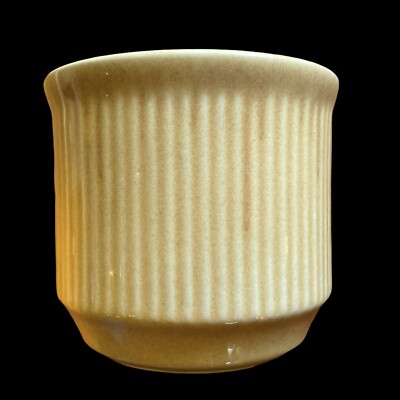 FTD FTDA Ceramic Yellow Ribbed Planter Pot 4'' x 4.5  1980 EUC