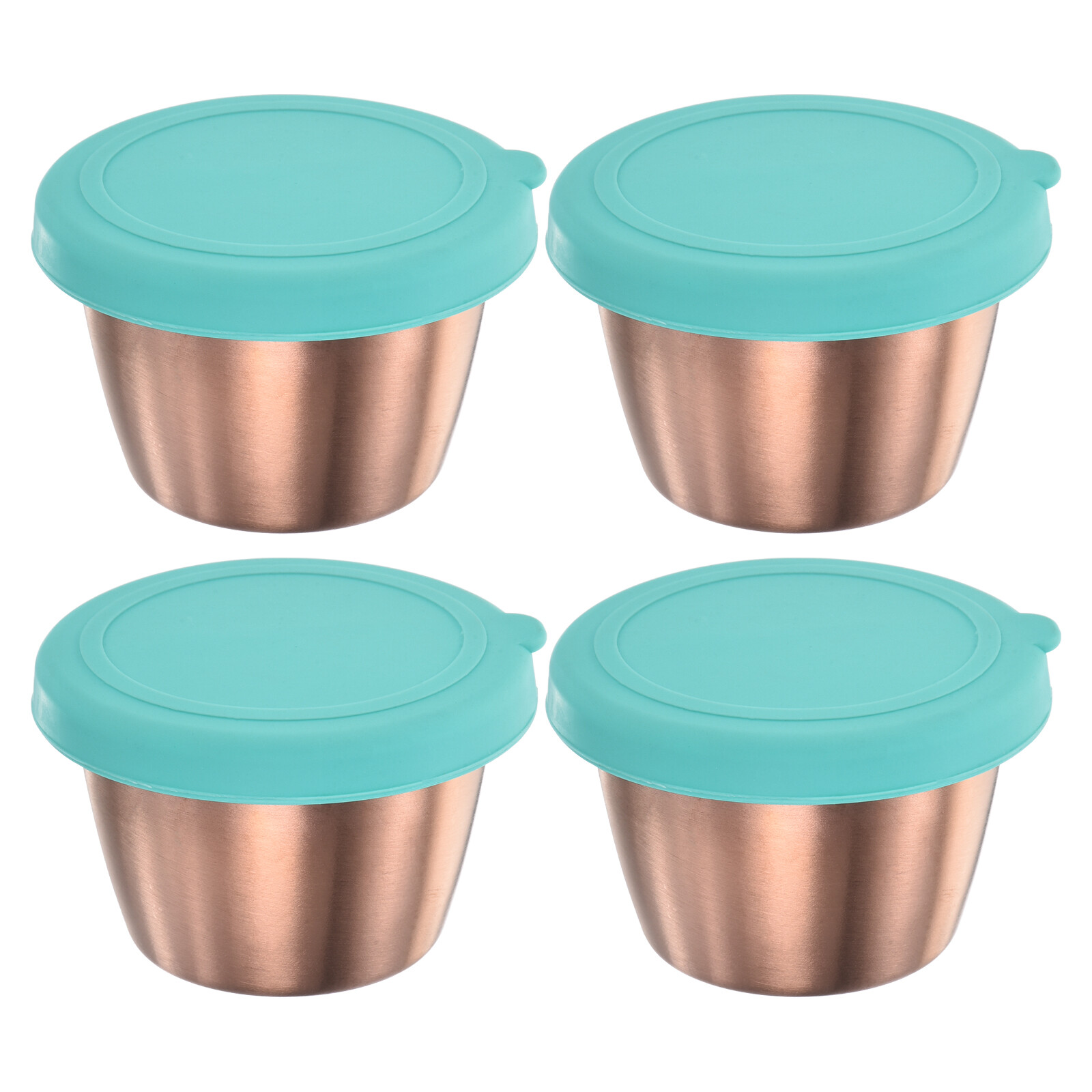 4pcs Salad Dressing Container, 2.4oz Stainless Steel Condiment Cup, Sky Blue