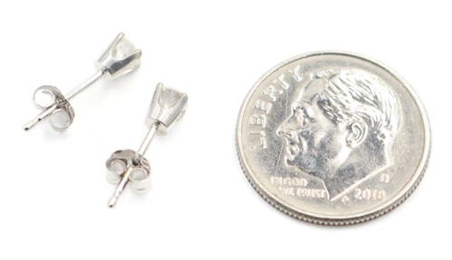 1/3 CT. Round Diamond Solitaire Earrings in 14KT White Gold SI2/I1 I to J 0.46g - Picture 17 of 22