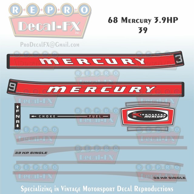 1968 Mercury 3.9 HP Kiekhaefer Outboard Reproduction 9Pc Marine Vinyl