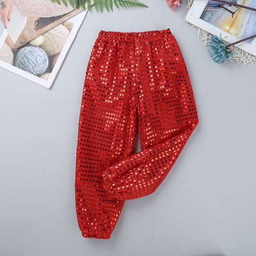 Girls Sequins Dance Crop Top Pants Set Hip Hop Jazz Disco Performance Costume - Picture 41 of 63
