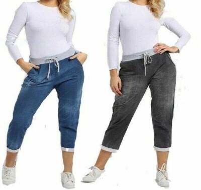Italienische Damen Jogginghose Damen Gummibund Baumwolle Hose Sommer Übergröße