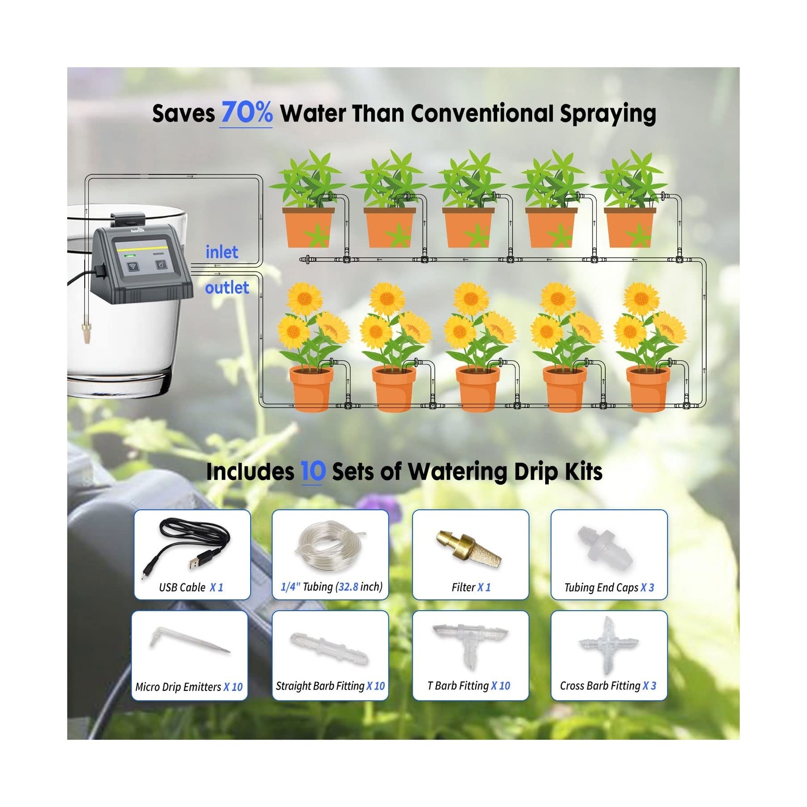 RAINPOINT WiFi Automatic Watering System For Indoor Potted Plants, DIY