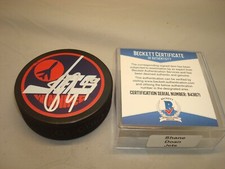 Shane Doan Signed Winnipeg Jets Vintage Hockey Puck Auto. Beckett BAS COA 1B