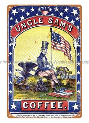 restaurant lounge garage decor uncle sam coffeee 1863 metal tin sign