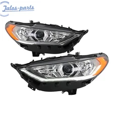 For 17-20 Ford Fusion Headlights lamps Assembly Left Right Pair Chrome W/ DRL