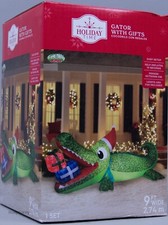 Gemmy Christmas 9 ft Gator with Gifts Airblown Inflatable NIB