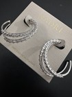 Nadri Isle Cubic Zirconia Crossed Hoop Earring In Silver Tone $150 — photo 3