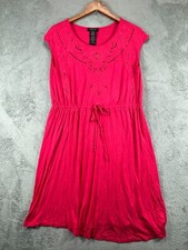 Spense Dress Womens Large Pink Knit Tie Waist Sleeveless Casual Ladies