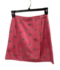VTG Lilly Pulitzer Skirt Womens Pink Bees Lined Short Sz 4 White Label Wrap AOP