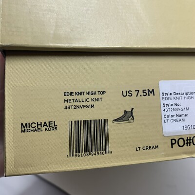 Michael Kors Edie Knit 43T2NVFS1M Sneakers Women's 7.5 M LT Cream Michael Kors Edie Knit 43T2NVFS1M Sneakers Women's 7.5 M LT Cream