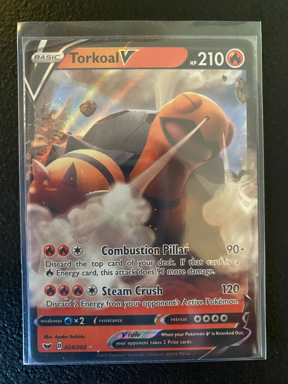 2020 Pokemon, Sword & Shield, #24/202 Torkoal V, Holo Ultra Rare