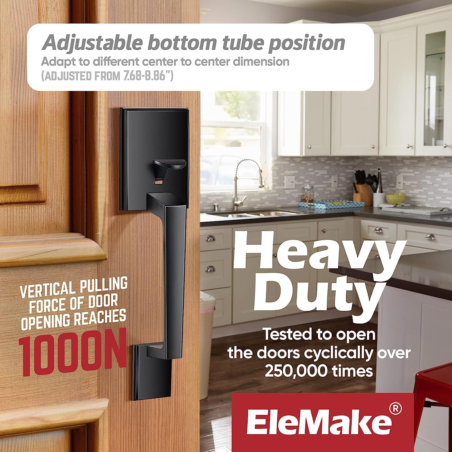 Elemake Front Door Handle Set with Door Knob Interior Exterior Door