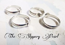 Silver Ring Blanks Adjustable Blank Rings Glue on Ring Settings Brass 5/10