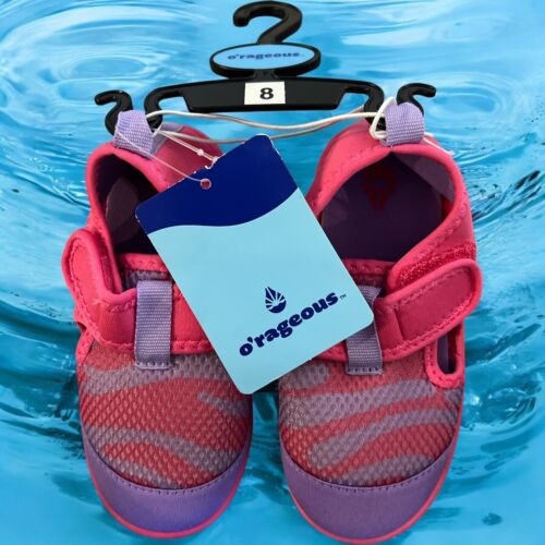 O'rageous Toddler Girl’s Water Shoes Size 8 Pink Purple Leopard New with Tags
