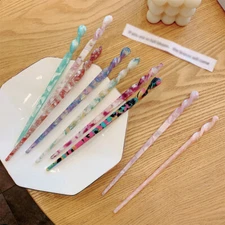 Women Hair Sticks Clip Chinese Style Vintage Headwear Acetate Chopstick Hairpin