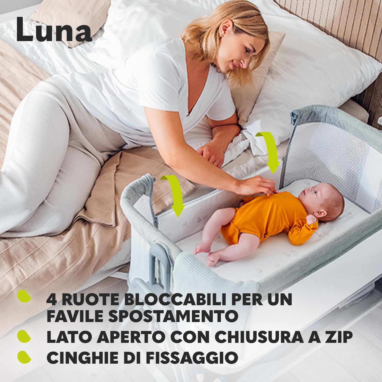 Lettino portatile LUNA con materasso co-sleeping foto 5