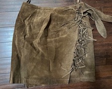 Western Fringe Wrap Suede Cowgirl Cowboy Vintage Skirt