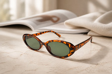 Tortoise Shell Oval Sunglasses Y2K Retro Sunglasses Vintage Oval Shades Trendy