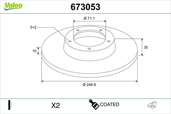 2X Valeo Bremsscheibe Coated 673053 FüR Peugeot 308 2 SW THP 110 130 Vti Bluehdi-image