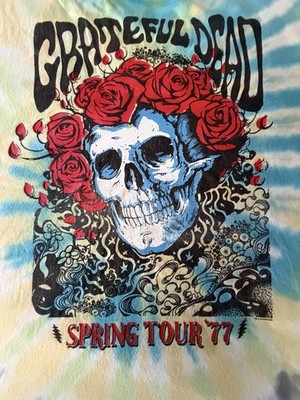 Grateful Dead Spring Tour 77 Skull Roses Tie Dye Tee 3XL Official GD Brand