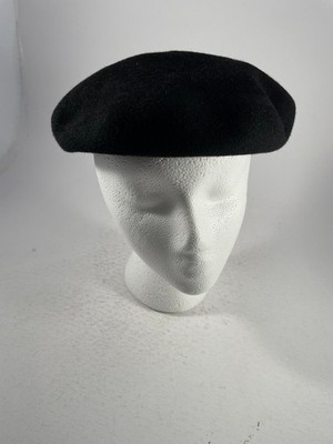 Vintage 1960's Henry Pollak Glenover Black Women's 100% Wool Beret Hat New York
