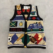 Vintage 90s Eagles Eye Sports Mom Soccer Mom Sports Knit Sweater Vest Womens S