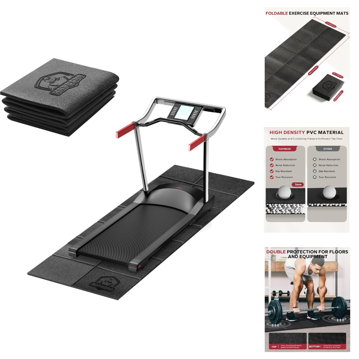 Foldable Non-Slip Treadmill Exercise Equipment Mat for Home 